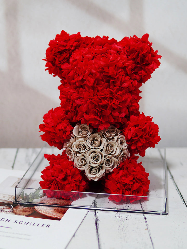 Romantic floral teddy bear for home decor or gift